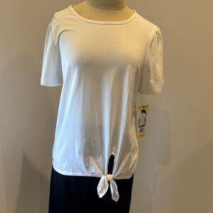 Nautica White Tie-Front Short Sleeve Tee
